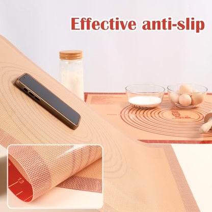 Non-slip Silicone Pastry Mat Extra Large with Measurements 28''By 20'' for Silicone Baking Mat, Counter, Dough Rolling, Oven Liner,Fondant/Pie Crust By Folksy Super Kitchen Red - size: 28"L x 20"W