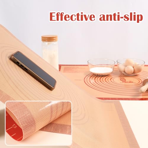 Non-slip Silicone Pastry Mat Extra Large with Measurements 36''By 24'' for Baking Mat, Counter/Dough Rolling/Oven Liner/Fondant/Pie Crust（Red） (Pack of 2) - size: 36"L x 24"W (Pack of 2)