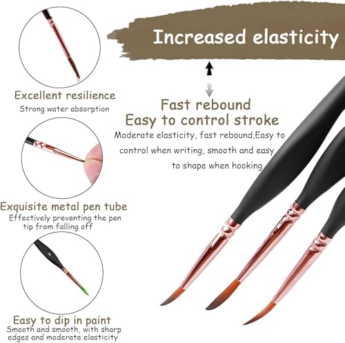 Miniature Paint Brushes Set,10pcs Detail Paint Brushes for Fine Detailing Art Painting, Small Tiny Brushes for Acrylic, Paint by Number, Figurine, Craft, Models