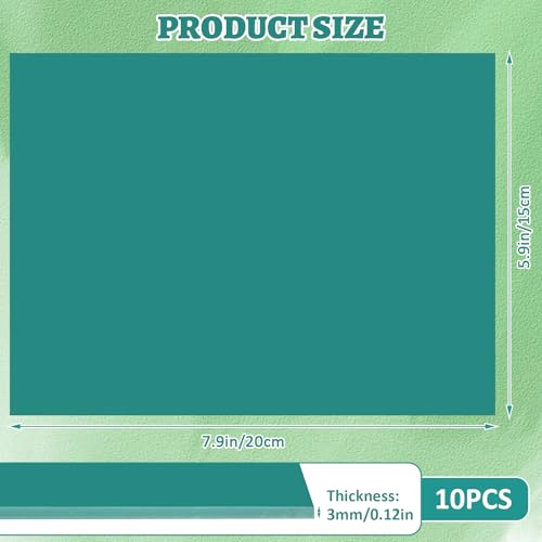 LDXDRU 10 Pcs Linocut Block Green 6" x 8", Rubber Blocks for Carving 3 mm Soft Printing Plates, Rubber Carving Block Sheets for Stamp Making, Art Class, DIY Printmaking