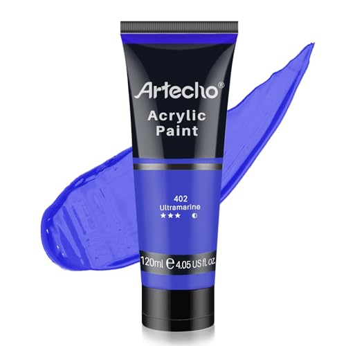 Artecho Blue Acrylic Paint, Untramarine Paint (120ml / 4.05oz) Tubes, Art Craft Paints for Canvas, Rock, Stone, Wood, Fabric, Art Supplies - color: Untramarine, style: Art