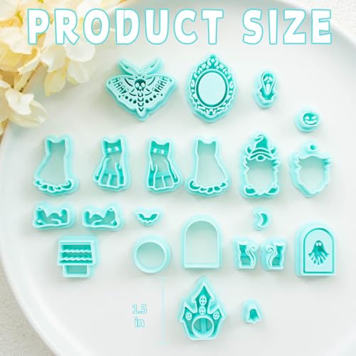 Tainsky Halloween Clay Cutters - 22 Shapes for Polymer Clay Cutters for Earrings（C） - color: Set C