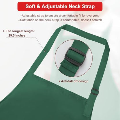 SHEOMERN Aprons for Men Kitchen Cooking – Waterproof & Oil Proof 3-Layer Long Pocket-Free Chef Apron for Grilling BBQ Baking – Gift for Men - color: Darkgreen