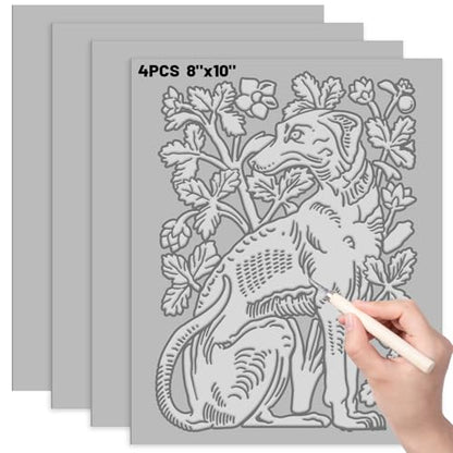 4Pcs Linoleum Blocks for Printmaking,8 x 10 Inch Linoleum Carving Tools Rubber Carving Blocks for Engraving Art Project Stamp Making - size: 8 x 10 Inch
