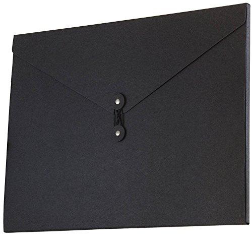 JAM PAPER Kraft Portfolio with Button and String Closure - Jumbo - 12 1/2 x 16 1/2 x 1/2 - Black Recycled - Sold Individually - color: Black Recycled, size: Jumbo (12 1/2" x 16 1/2" x 1/2")