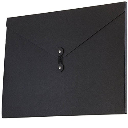 JAM PAPER Kraft Portfolio with Button and String Closure - Jumbo - 12 1/2 x 16 1/2 x 1/2 - Black Recycled - Sold Individually - color: Black Recycled, size: Jumbo (12 1/2" x 16 1/2" x 1/2")