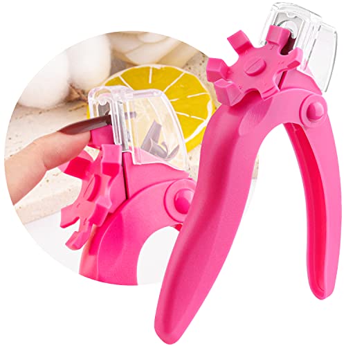 Hot Pink Acrylic Nail Clipper, Dial Clippers with Sizer, Adjustable Nail Tip Cutter with Length Measurement, Stainless Steel Acrylic Nail Tips Trimmer for Fake Nail Art Manicure Home DIY by GA&EN - color: Hot Pink