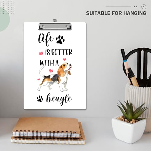 Dog Clipboard, Beagles Gifts ClipBoards with Low Profile Clip for Woman Man Teachers Students, Beagle ClipBoards Suitable for School Office, 12.6 x 9 Inch Size - C05 - style: Life Is Better With A Beagle