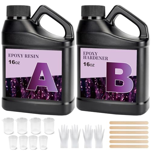 K KERNOWO Epoxy Resin Kit 2 Part Resin and Hardener Bubble Free & Crystal Clear Epoxy Resin for Beginners for Casting Coating, Jewelry Making, DIY Crafts - color: Purple