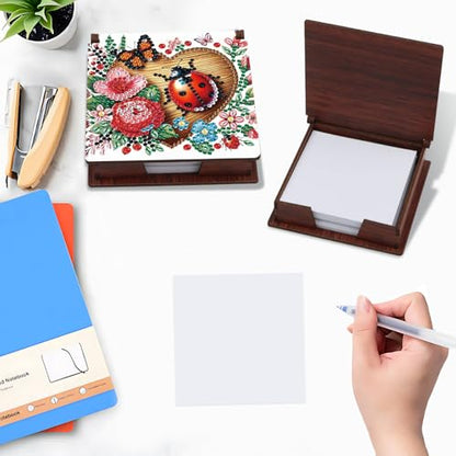 Diamond Painting Kit memo Box, Diamonds Art DIY Seven-Spotted Ladybug Patterns Sticky Note Box Special Shape Drill, with 160 Sticky Note, Ideal for Home Office Supplies, Handicrafts, Holiday Gifts - color: Seven-spotted ladybug