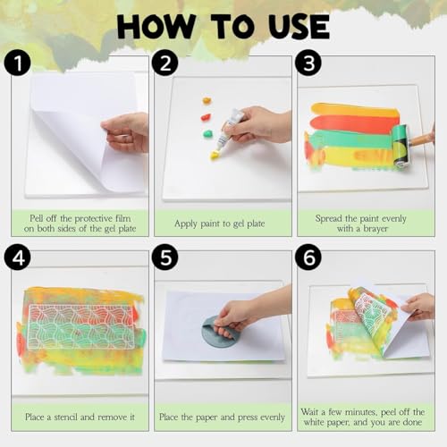 Gel Printing Plates(2-Pack), 5" X 7" Reusable Printmaking Supplies for Art for Making, Scrapbooking