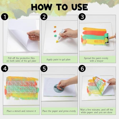 Gel Printing Plates(2-Pack), 5" X 7" Reusable Printmaking Supplies for Art for Making, Scrapbooking