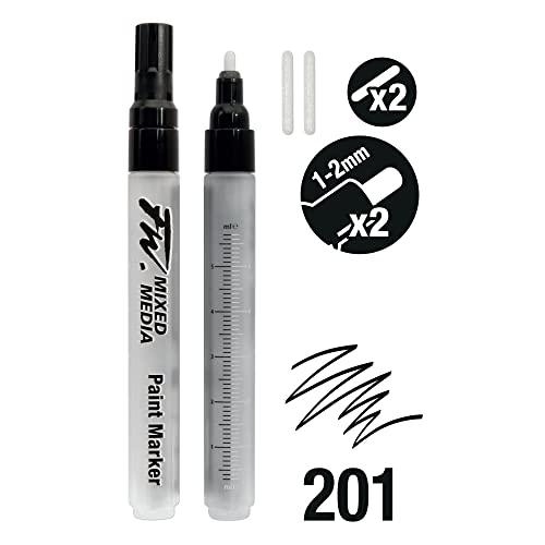 Daler Rowney FW Mixed Media Paint Markers - 1-2 mm Round Paint Marker Nibs - 2-Pack with Extra Nibs for Liquid Media, Medium - style: 2X1 1-2MM Round, Marker