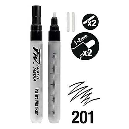 Daler Rowney FW Mixed Media Paint Markers - 1-2 mm Round Paint Marker Nibs - 2-Pack with Extra Nibs for Liquid Media, Medium - style: 2X1 1-2MM Round, Marker