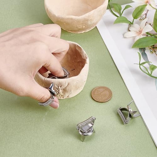UNICRAFTALE 2Pcs Pottery Clay Glaze Clamps Stainless Steel Fingertip Dipping Glaze Clips Dipping Tong Pottery Tool for Pottery Glazing Tongs for Clay Modeling Sculpturing