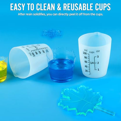 10Pcs Silicone Resin Mixing Measuring Cups 100ml / 3oz for Resin Supplies, Easy-to-read Black Marks, Non-stick Reusable Silicone Pouring Cups for Epoxy Mixing - size: 10*100ml (Black Marks)