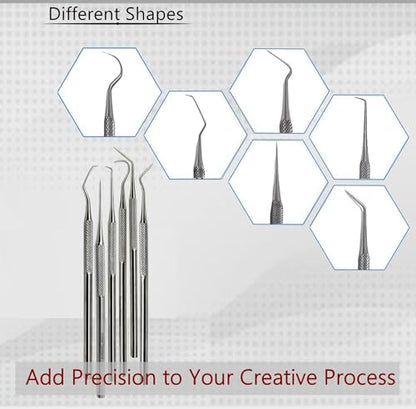 6 pcs Fine Point Crafting Picks Stainless Steel Tool for Beading, Model Making & Paper Crafts - Clay Sculpting, Sewing Details Set