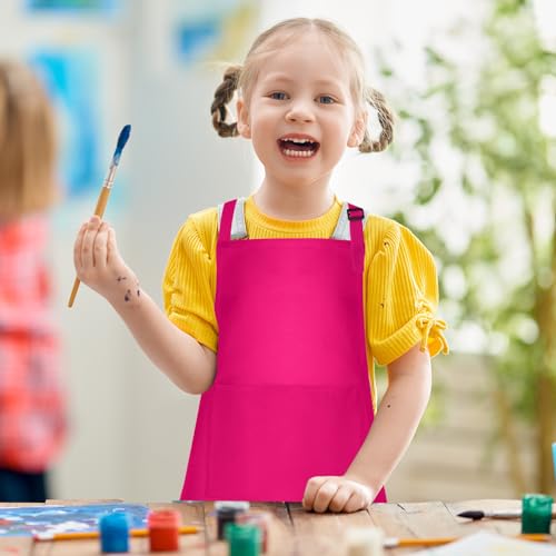 10 Pack Kids Apron Adjustable Children Apron with 2 Pockets Children Chef Painting Aprons for Cooking Baking Painting Crafts Making - color: Multicolor