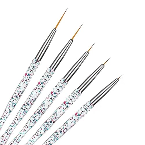 5PCS Liner Brushes for Nails, Nail Art Liner Brushes Set, 7/9/11/15/20mm Thin Detail Brush for Long Lines & Fine Drawing, UV Gel Polish Painting Nail Design Tools - color: 5PCS Liner Brushes