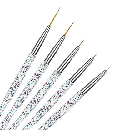 5PCS Liner Brushes for Nails, Nail Art Liner Brushes Set, 7/9/11/15/20mm Thin Detail Brush for Long Lines & Fine Drawing, UV Gel Polish Painting Nail Design Tools - color: 5PCS Liner Brushes