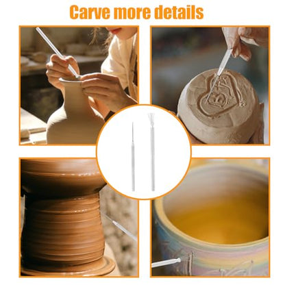 4pcs Pottery Trimming Ribs, with Clay Needle & Feather Wire Silicone Texture Mud Tool Kit for Sculpting Clay Modeling Texturing & Shaping Essential Tool Accessories for Potters and Ceramic Artists