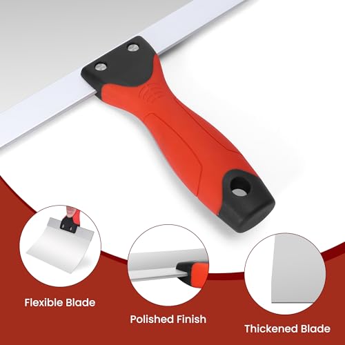 Drywall Taping Knife 5 PCS Stainless Steel Taping Knives, 6"/8"/10"/12"/14" Premium Drywall Skimming Blades with Nonslip Rubberized Grip Handle,Perfect Drywall Tool,Finishing and Patching