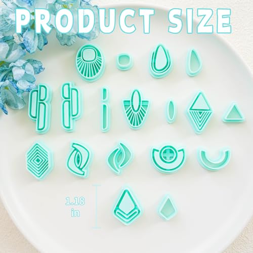 Tainsky 19 Shapes Embedded Polymer Clay Cutters - Gem Clay Jewelry Making Tools, Earring Cutters (B) - color: B Set