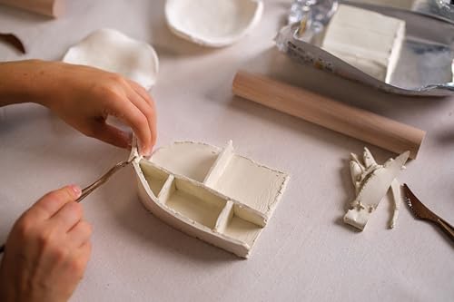 Jovi - Air Dry Clay Set, 5 White and 2 Terracotta 1.1 lb Bars + 20 Tools | Total 7.7 lb Clay + Plastic Container, Easy to Store and Carry, Pottery Supplies