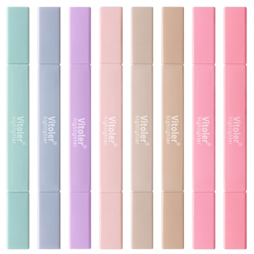 Vitoler Highlighters Assorted Colors, 8 Pack Dual Tip Pastel Highlighters | For teachers, For nurses, For women, For bibles, For markers, For writing, For journaling, For office, For School Supplies - color: Bible Color