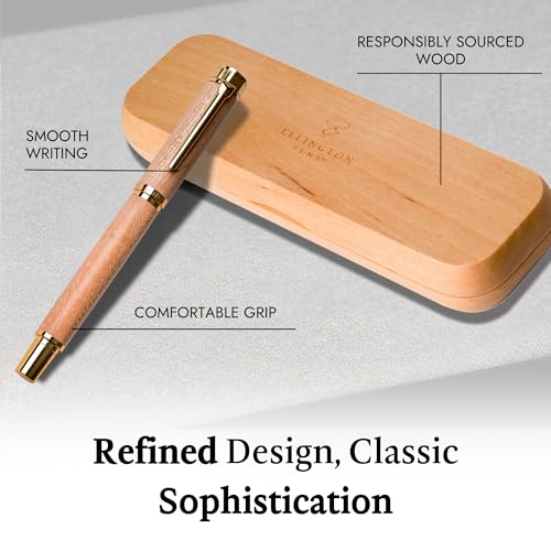Ellington Pens Luxury Wood Fountain Pen Set – Fine Nib - Includes Wooden Pen Gift Box, Ink Converter, 6 Ink Cartridges – Wood Pen For Writing, Calligraphy, Journaling, Drawing (Maple Harmony) - color: Maple Harmony, style: Fine