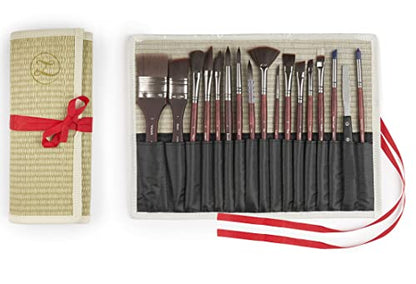 Professional Acrylic Paint Brushes Set (Synthetic 17Pcs) - Beginner/Artist Detail Paint Brushes for Watercolor, Gouache & Acrylic Painting - Ergonomic, Easy Great Flow Control, Snap - ZenART Verbena