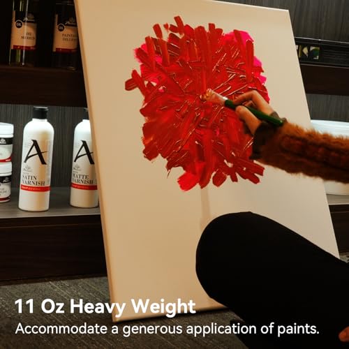 PHOENIX 18x24 Inch 4 Pack Artist Canvas - Large Stretched Canvases for Painting - 3/4 Inch Profile, 100% Cotton 11 Oz. Gesso Primed White Blank Professional Canvas Oil & Acrylic Paints - size: 18"x24" / 4 PACK, style: Traditional