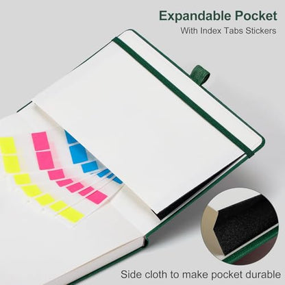 AHGXG Graph Grid Paper Notebook, 160 Pages, A5 Medium Size (5.7'' x 8.3''), 120 GSM Thick Paper, Leather Hardcover, for School, Students, Math, Engineering (Dark Green) - color: Dark Green, style: Grid
