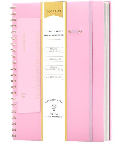 Yoment Spiral Notebook 8.5 x 11 A4 Large Notebooks for Work College Ruled Journaling Notebooks, 100 GSM Paper, Spiral Bound Journal for School Note Taking Writing, A4 Pink - color: Pink, style: D - Line - A4