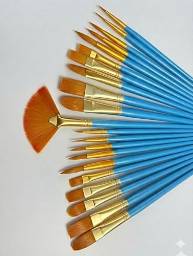 Paint Brushes Set for Acrylic Painting, 21 Pcs Oil Watercolor Acrylic Paint Brush, Artist Paintbrushes for Body Face Rock Canvas, Kids Adult Drawing Arts Crafts Supplies, Blue - color: Blue Set 21