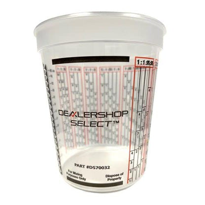 Disposable Solvent Resistant Cups with Graduations for Paint Mixing, Epoxy Resin Pour, Acrylic Paint and Stain 1 Quart 32 oz. Cups, 100 pack, for Body Shops, DIY, Garages, Dealerships, Made in USA