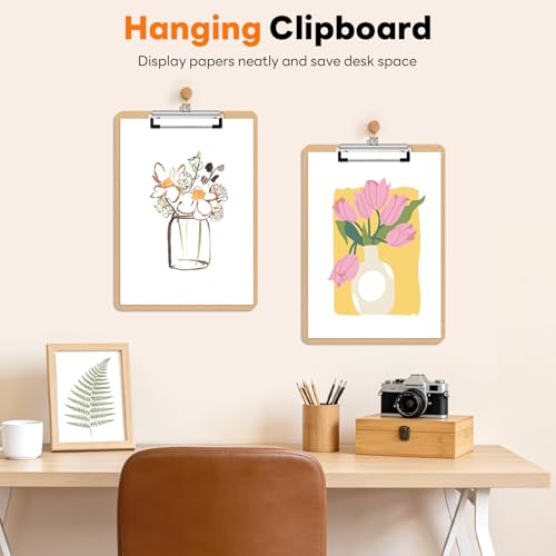 Piasoenc Wood Clipboards 25 Pack, 8.5 x 11 Letter Size Clip Board | 3mm Thick MDF, 9 x 12.5 in Size for Classroom, Teachers, Student, Back to School, School & Office Supplies