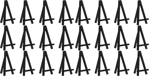 Chuangdi 12 Pieces Black Mini Wood Display Easel, Holder for Small Canvases, Cards, Photos, Notices, etc.(5 Inch) (Pack of 2) - size: 5 Inch (Pack of 2)