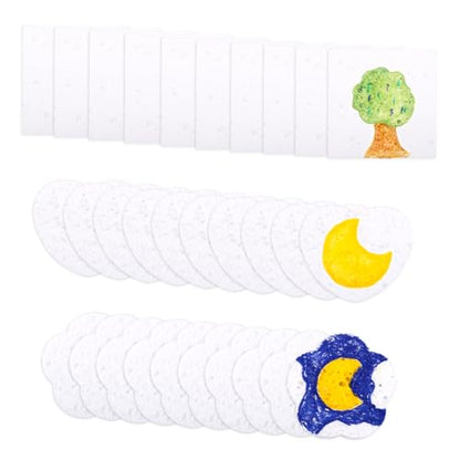 30pcs Magic Foam Texture Paper Paint Kits, 3D Drawing Art Canvas Sponge Puffy Cellulose Texture Sheets DIY Art Supplies for Kids School Home Crafts Creative Projects (Heart, Flower & Square)