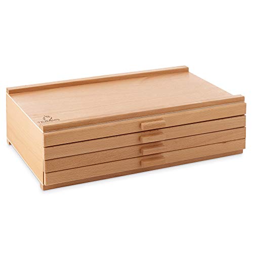 7 Elements 4 Drawer Wooden Artist Storage Supply Box for Pastels, Pencils, Pens, Markers, Brushes and Tools - size: 4-Drawer