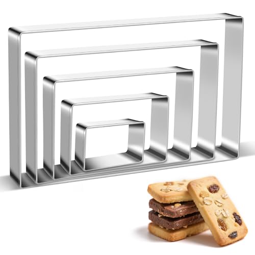 Rectangle Cookie Cutters Egg Biscuit for Kids DIY School Lunchbox Bento Box Fruit Vegetable Sandwich Cutters for Baking Party Christmas Holiday, Pack of 5 - style: Rectangle 5pcs