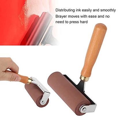 3 Sizes Printmaking Brayers, Soft Rubber Brayer, Ink and Glue Roller Set, for Printmaking, Scrapbooking, and Painting, with Comfortable Handle, Easy Operate, Cleanable Design - size: 10cm
