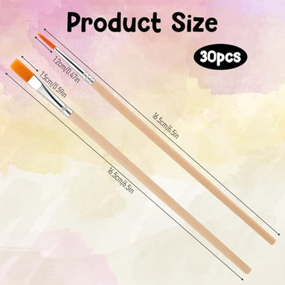 Jeffdad 30 Pcs Paint Brushes Set, Artist Paint Brush Nylon Hair PaintBrushes with Flat and Round Pointed Face Paintbrush Acrylic Paintbrush Set for Acrylic Oil Watercolor Painting Drawing Figurines