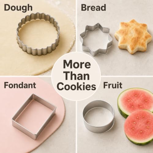 10 Piece Premium Stainless Steel Cookie Cutter Set, Rust Resistant Metal Baking Molds, Reusable Assorted Shapes for Cookies, Fondant, Brownies,DIY Baking Supplies
