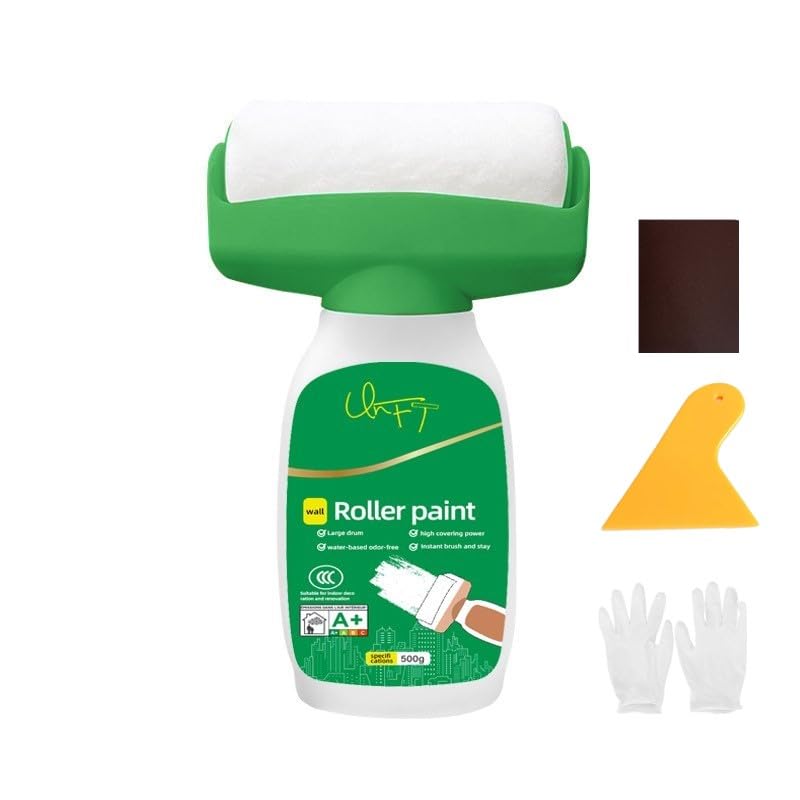 White Wall Paint & Ceiling Paint, Water-Based Odorless Touch Up Paint with Small Roller Paint Brush, Eco-Friendly Latex Primer Paint for Wall Hole Erase Stain Cover Home Indoor Wall Repair(17 oz/500ml)
