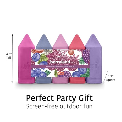 Urban Infant Non-Toxic Sidewalk Chalk for Toddlers and Kids - Washable Outdoor Jumbo Chalk - Berry Land - color: Berry Land