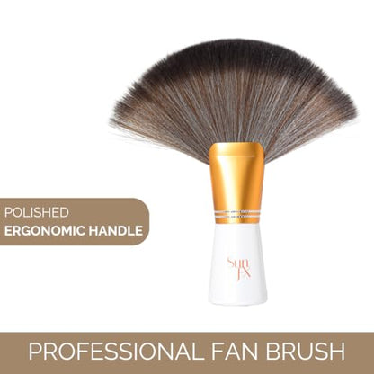 SunFX Finishing Powder Brush | Large Professional Fan Brush for Salon Use | Perfect For Spray Tan Powder | White - color: White