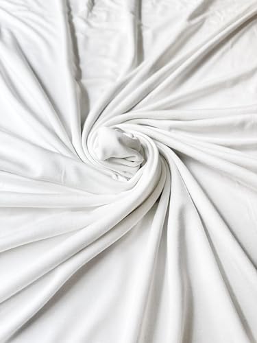 Cotton Jersey Spandex Fabric - Soft - Breathable - All Way Stretch Fabric - Medium Weight - Perfect Choice for Baby Grow, Tshirts, and Cotton Jersey Sheets - 58 Inches Wide - 1 Yard (White) - color: White