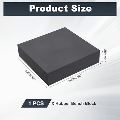 HARFINGTON Rubber Bench Block 4"x4"x1" Black Rubber Stamping Block Square Anti Vibration Pads for Jewelry Making Hammering Shaping Chasing Flattening Metals - size: 4"x4"x1"