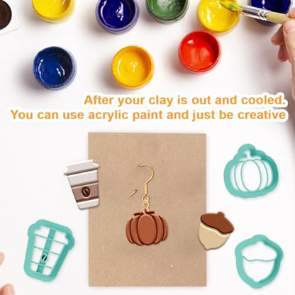 17Pcs Autumn Polymer Clay Cutters Maple Leaves Pumpkins Clay Earrings Cutters for Adults Polymer Jewelry Cutter for Earrings Making Birthday Party DIY Supplies - style: Autumn